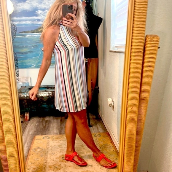 ⭐️Decree,Soft Slimming Vertical Striped Dress, Adorable!Double-Button Closure, S - Picture 4 of 12